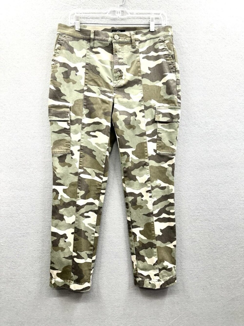 J. Crew Camo Cargo Pants Womens Size 31 Slim Fit Tapered Khaki Green Utility